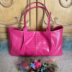 Snake Embossed Tote Bag Pink